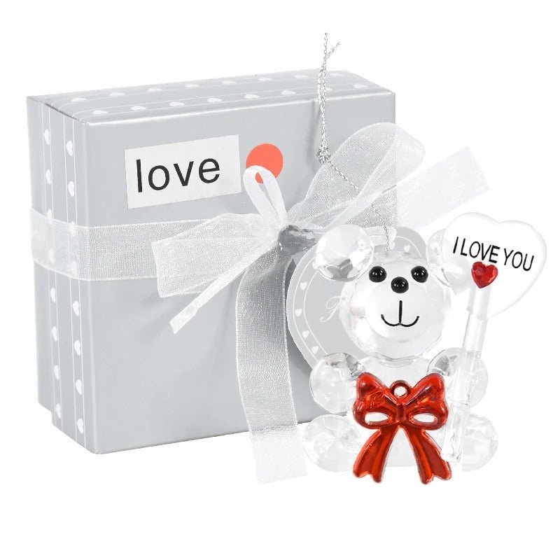 Crystal Bear Glass Rose - Glass Ornaments For Gifts, Home Decoration Accessories Perfect for Valentine's Day