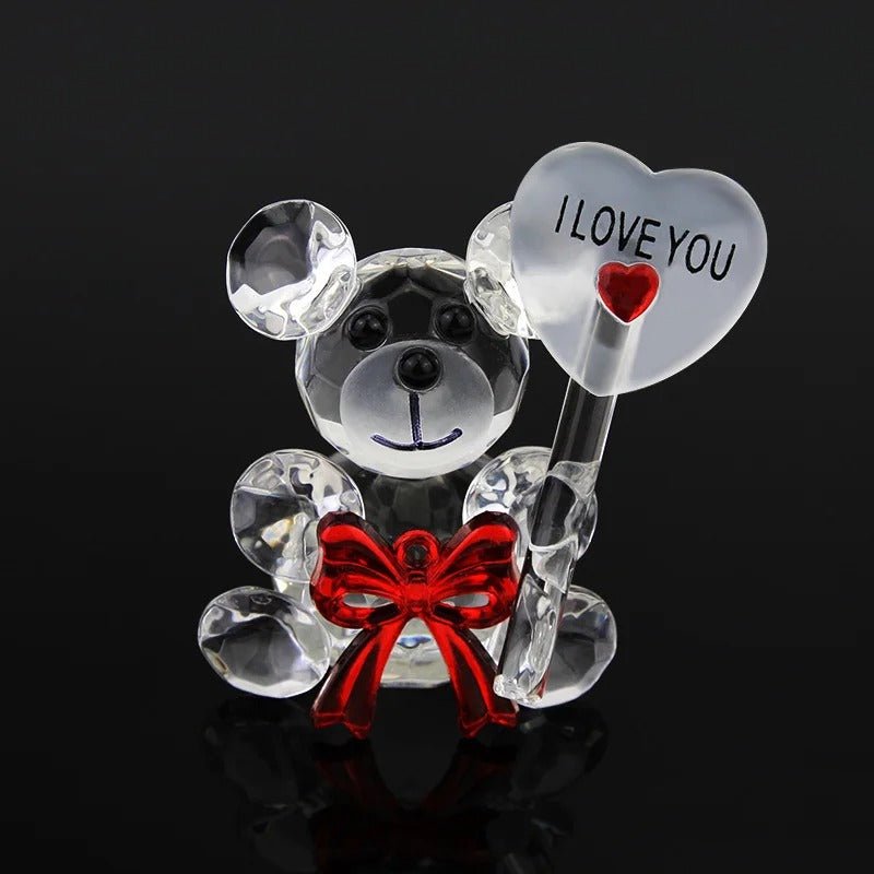 Crystal Bear Glass Rose - Glass Ornaments For Gifts, Home Decoration Accessories Perfect for Valentine's Day