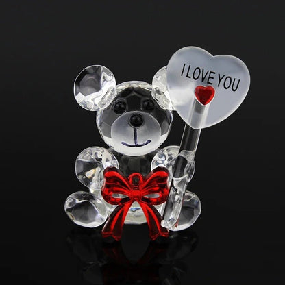 Crystal Bear Glass Rose - Glass Ornaments For Gifts, Home Decoration Accessories Perfect for Valentine's Day