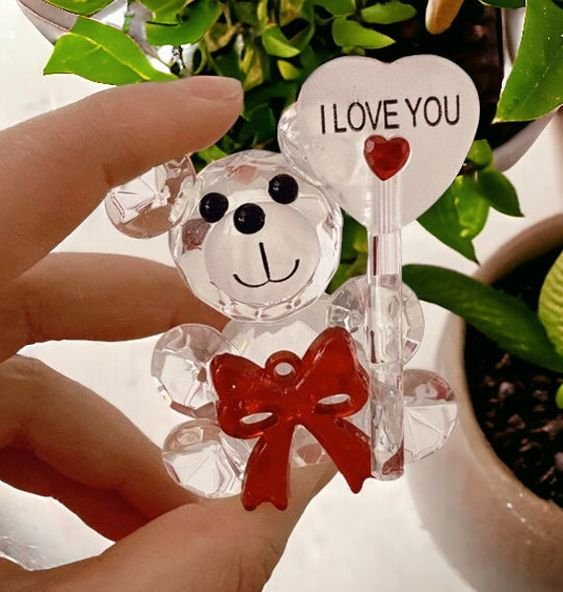 Crystal Bear Glass Rose - Glass Ornaments For Gifts, Home Decoration Accessories Perfect for Valentine's Day