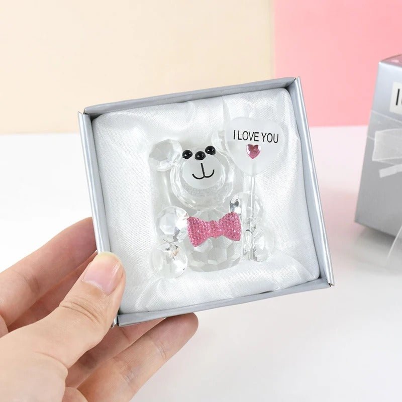 Crystal Bear Glass Rose - Glass Ornaments For Gifts, Home Decoration Accessories Perfect for Valentine's Day