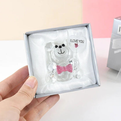 Crystal Bear Glass Rose - Glass Ornaments For Gifts, Home Decoration Accessories Perfect for Valentine's Day