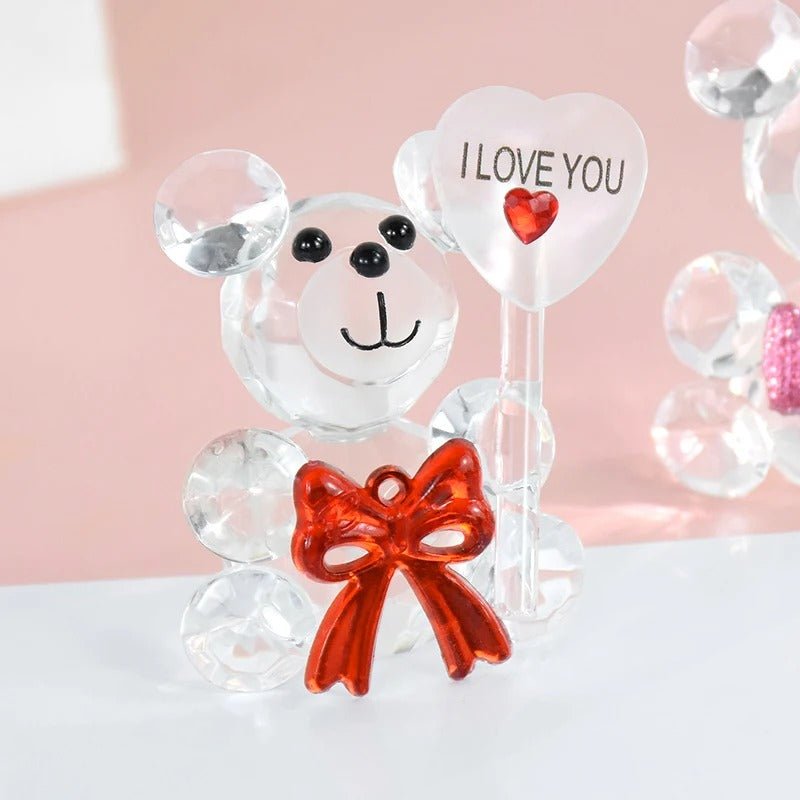 Crystal Bear Glass Rose - Glass Ornaments For Gifts, Home Decoration Accessories Perfect for Valentine's Day