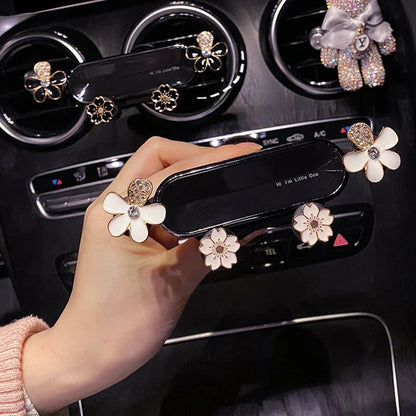 Crystal Flower Car Phone Holder – Sparkling Gravity Car Holder for iPhone, Samsung & More
