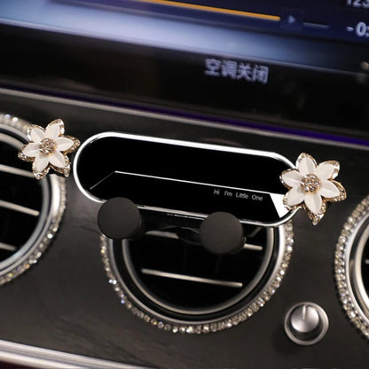Crystal Flower Car Phone Holder – Sparkling Gravity Car Holder for iPhone, Samsung & More