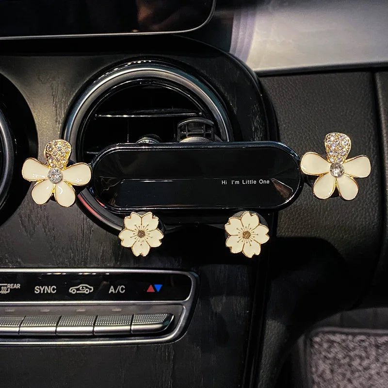 Crystal Flower Car Phone Holder – Sparkling Gravity Car Holder for iPhone, Samsung & More