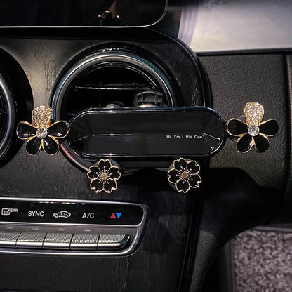 Crystal Flower Car Phone Holder – Sparkling Gravity Car Holder for iPhone, Samsung & More