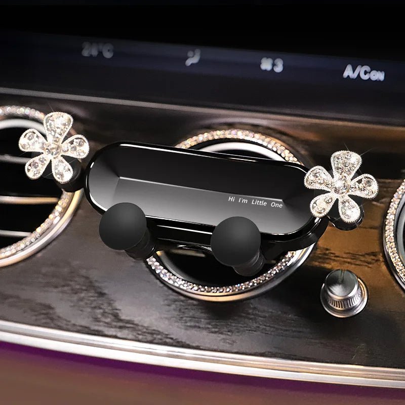 Crystal Flower Car Phone Holder – Sparkling Gravity Car Holder for iPhone, Samsung & More