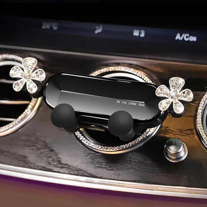 Crystal Flower Car Phone Holder – Sparkling Gravity Car Holder for iPhone, Samsung & More