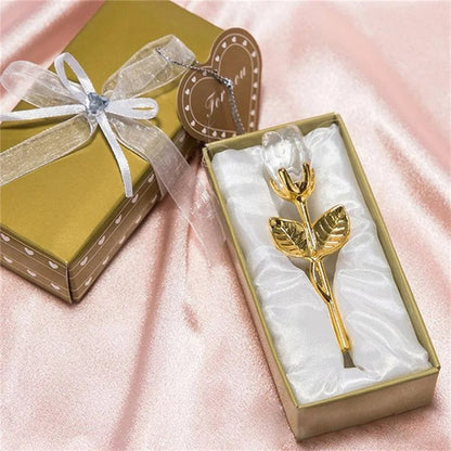 Crystal Glass Rose Flower - Valentines Day Gift Crystal Glass Rose Flower In Box