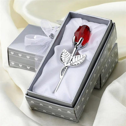 Crystal Glass Rose Flower - Valentines Day Gift Crystal Glass Rose Flower In Box