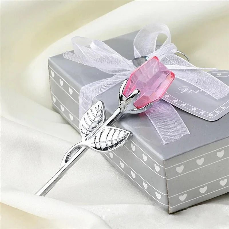 Crystal Glass Rose Flower - Valentines Day Gift Crystal Glass Rose Flower In Box