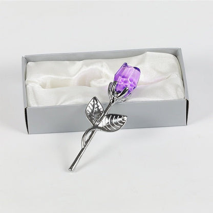 Crystal Glass Rose Flower - Valentines Day Gift Crystal Glass Rose Flower In Box
