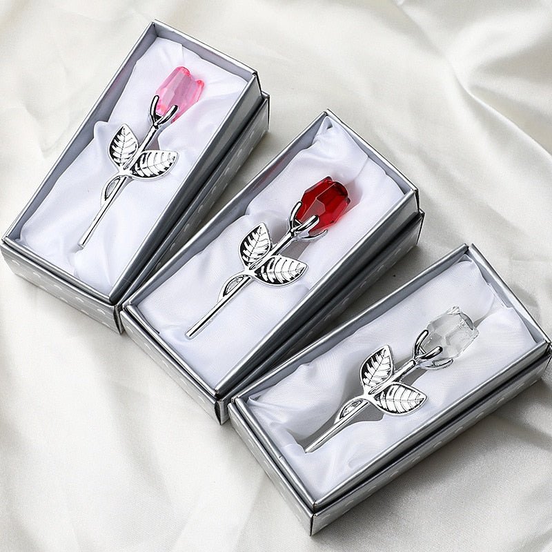 Crystal Glass Rose Flower - Valentines Day Gift Crystal Glass Rose Flower In Box