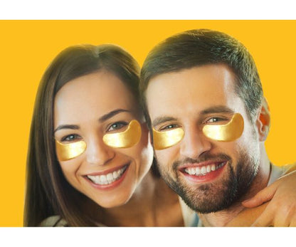 Gold Under-Eye Gel Patches — Cooling Hydrogel Eye Masks in Single-Use Foil Sachets, 20–30 Minute Wear