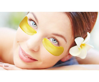 Gold Under-Eye Gel Patches — Cooling Hydrogel Eye Masks in Single-Use Foil Sachets, 20–30 Minute Wear