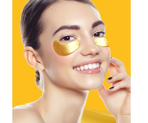Gold Under-Eye Gel Patches — Cooling Hydrogel Eye Masks in Single-Use Foil Sachets, 20–30 Minute Wear