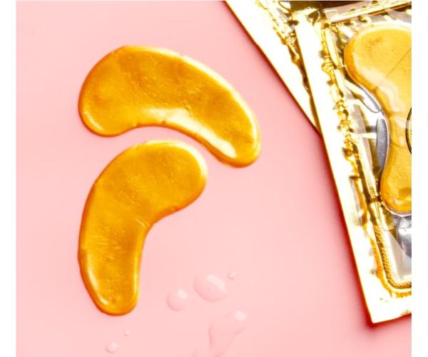 Gold Under-Eye Gel Patches — Cooling Hydrogel Eye Masks in Single-Use Foil Sachets, 20–30 Minute Wear