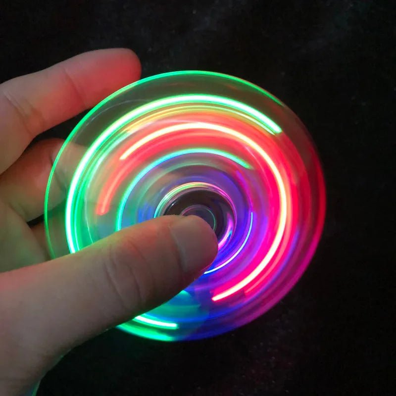 Crystal Luminous LED Light Fidget Spinner – Glow-in-the-Dark Stress Relief Toy & Kinetic Gyroscope for Kids