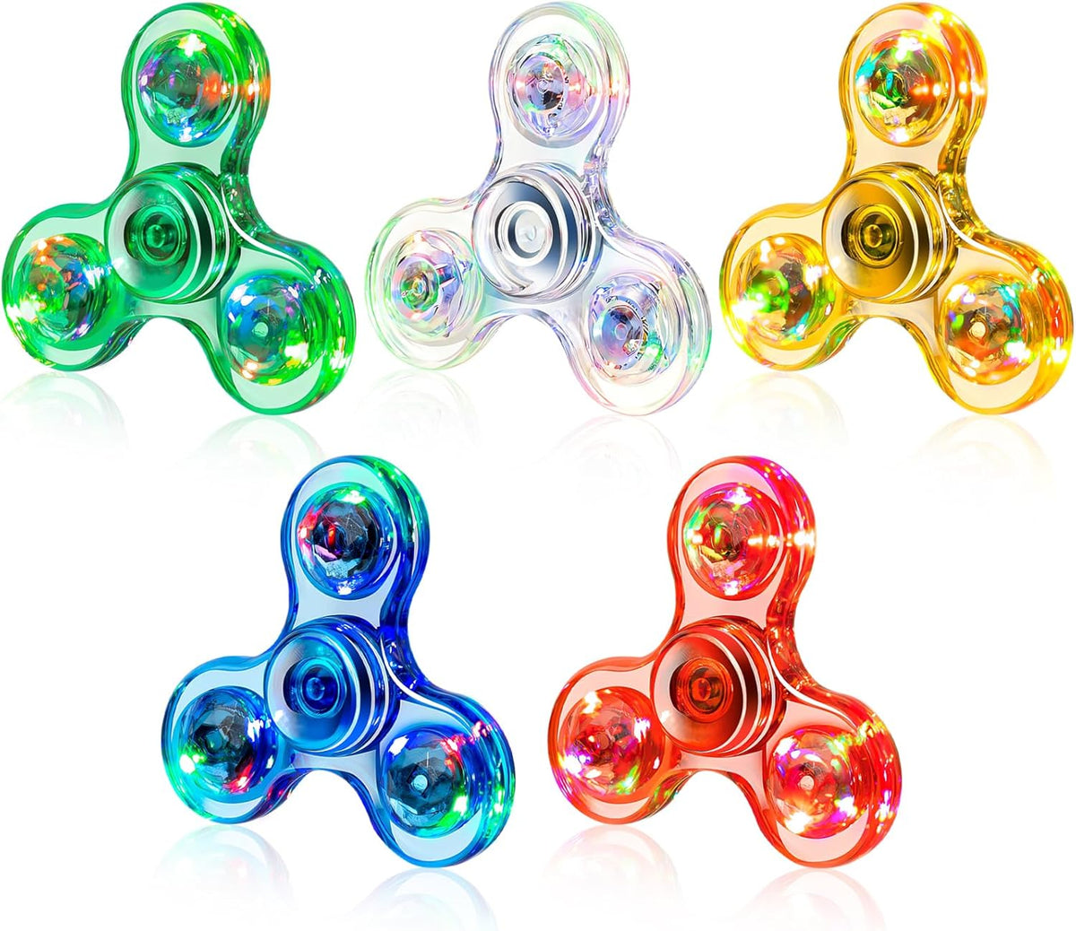 Crystal Luminous LED Light Fidget Spinner – Glow-in-the-Dark Stress Relief Toy & Kinetic Gyroscope for Kids