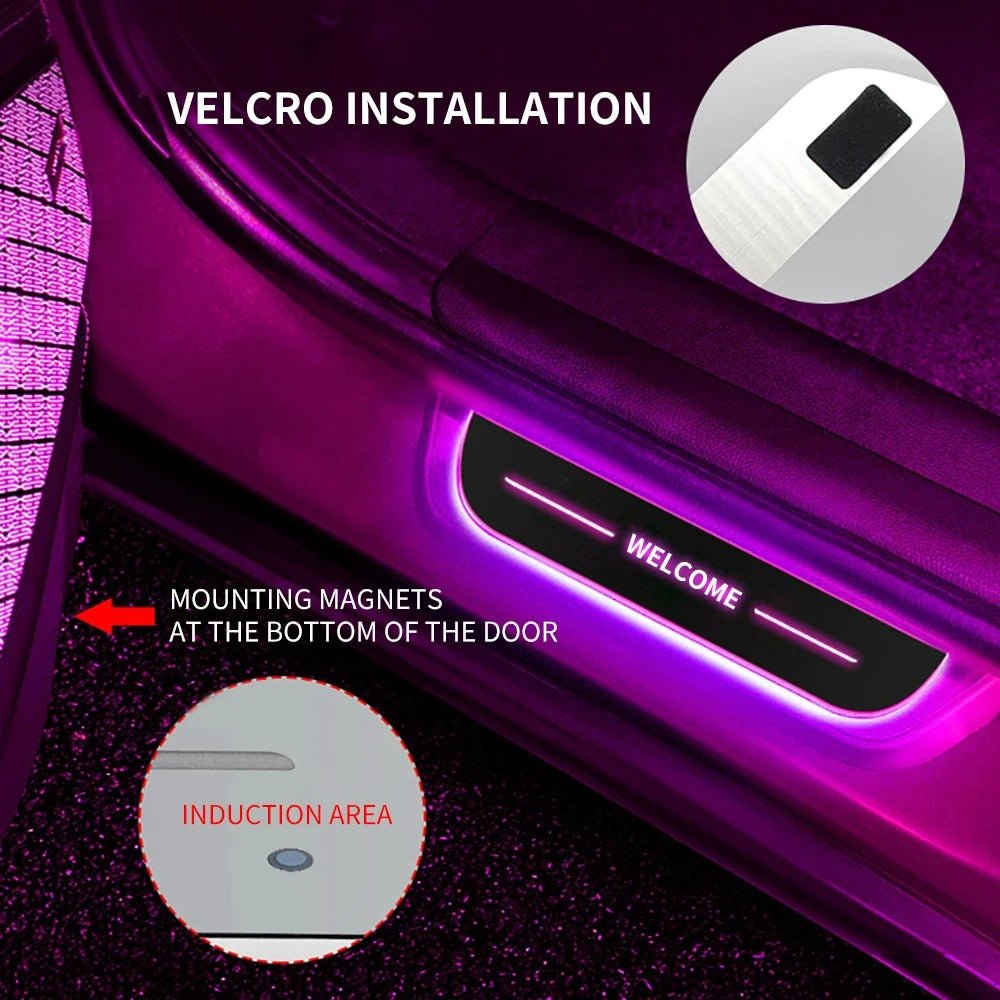 Customized Dynamic LED Welcome Pedal Car Scuff Plate - Pedal Threshold Car Door Sills LED Pathway Light, USB Power