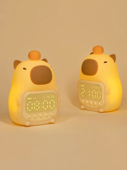 Cute Cartoon Capybara Night Light with Digital Clock – Adjustable Brightness and Cute Shapes to Brighten Your Night