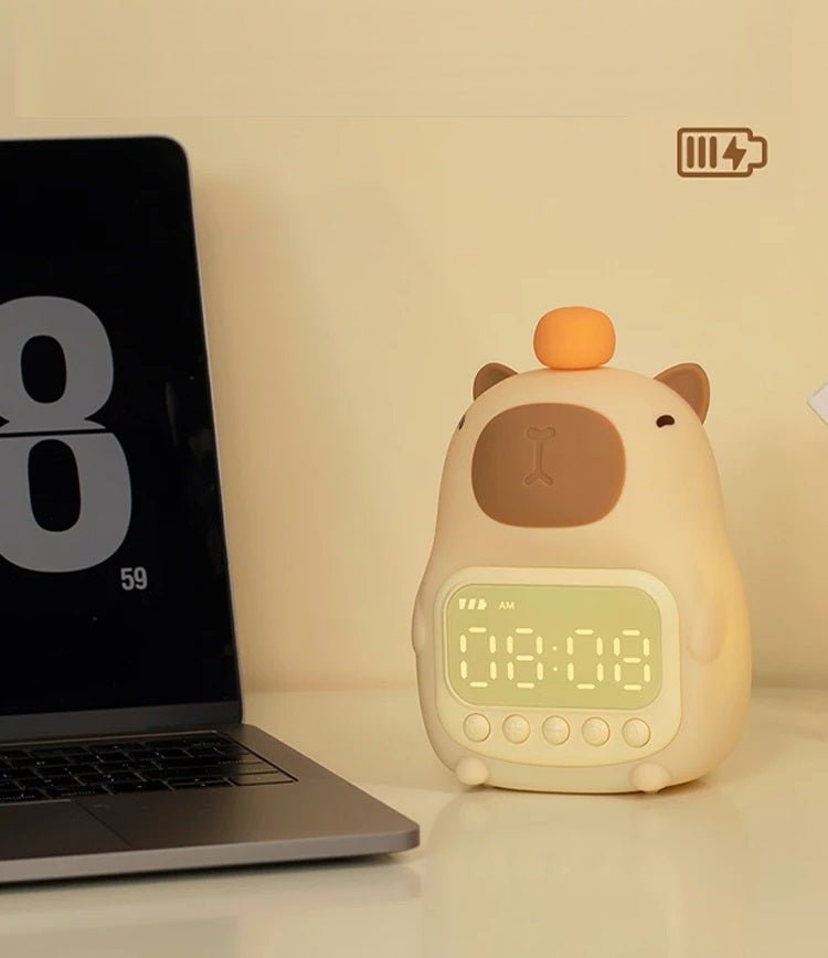 Cute Cartoon Capybara Night Light with Digital Clock – Adjustable Brightness and Cute Shapes to Brighten Your Night