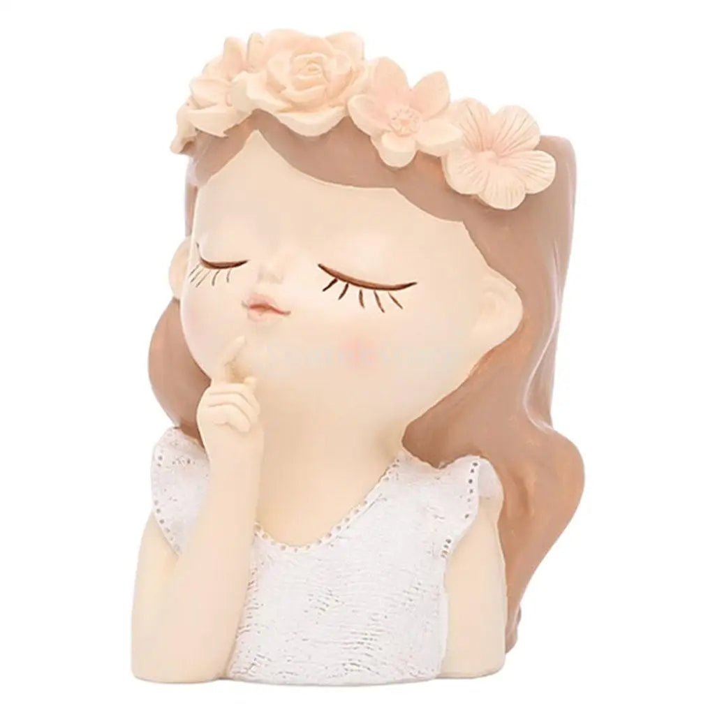 Cute Girl Head Planter – Resin Portrait Vase for Succulents and Flowers, Artistic Girl Sculpture Pot for Indoor Décor Elegance