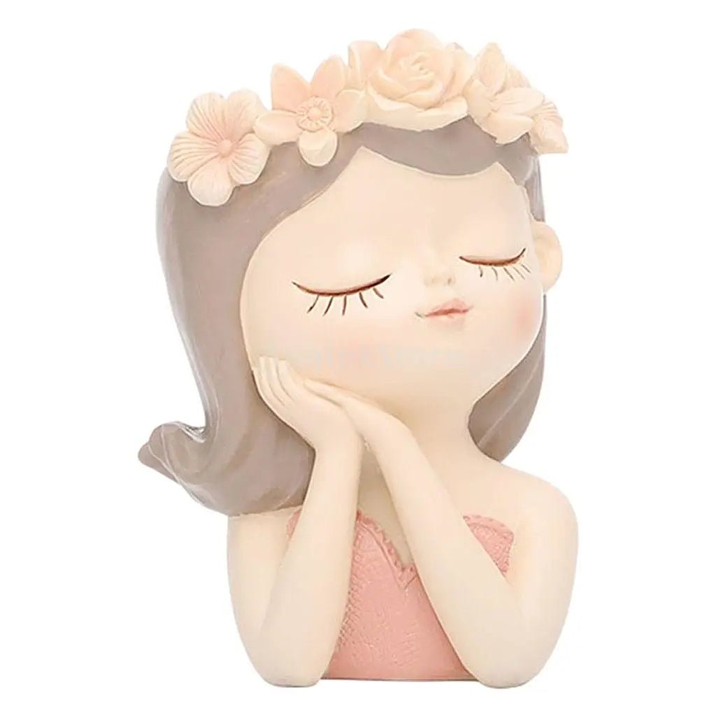 Cute Girl Head Planter – Resin Portrait Vase for Succulents and Flowers, Artistic Girl Sculpture Pot for Indoor Décor Elegance