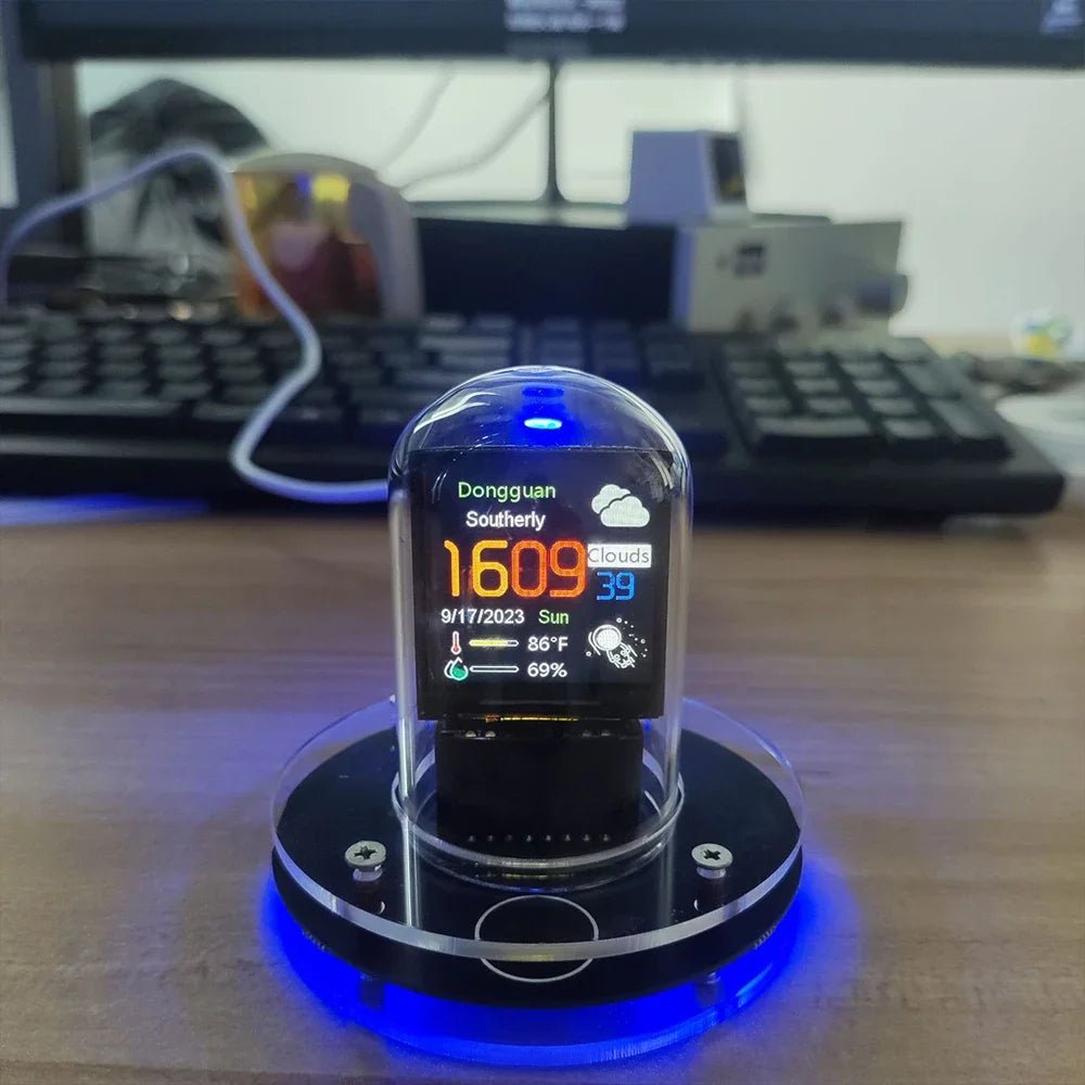 Cyberpunk Style Nixie Tube Clock – Smart WiFi Digital Display with Customizable Glow, DIY Visual Table Clock