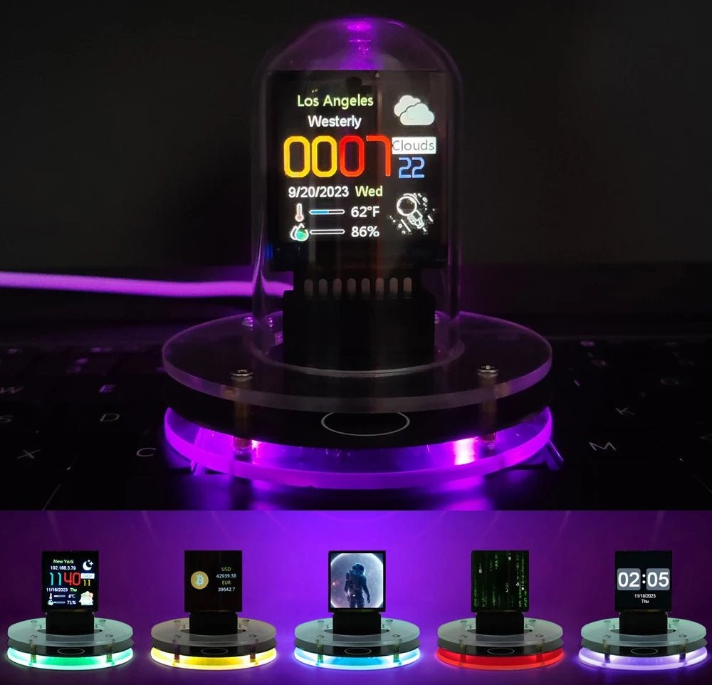 Cyberpunk Style Nixie Tube Clock – Smart WiFi Digital Display with Customizable Glow, DIY Visual Table Clock