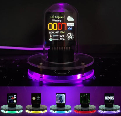 Cyberpunk Style Nixie Tube Clock – Smart WiFi Digital Display with Customizable Glow, DIY Visual Table Clock