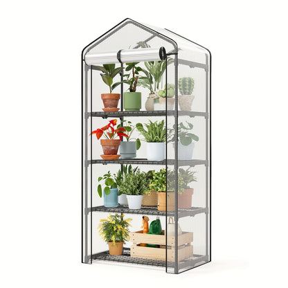 Portable Outdoor Tomato Greenhouse with Wheels – Roll-Up Door, 3-Tier Shelves for Plants, Flowers & Winter Weather Protection