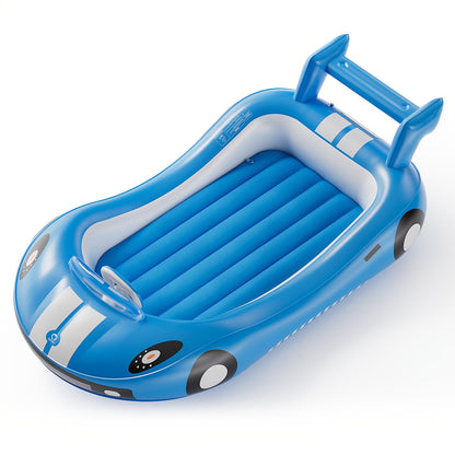 Inflatable Kids Travel Bed – Portable Sleeping Mattress with Raised Sides and Hand Pump for Camping, Hotels, and Home Use