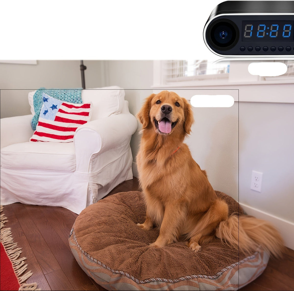 Mini Camera Clock with WiFi – 1080p Indoor Home Security Camera Built Into a Working Desk Clock, microSD Card Not Included