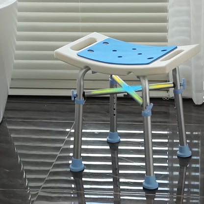 Heavy-Duty Aluminum Bathroom Stool - Shower Chair with Non-Slip Feet for Elderly, Disabled, PE/Rubber Comfort Seating with Adjustable Height