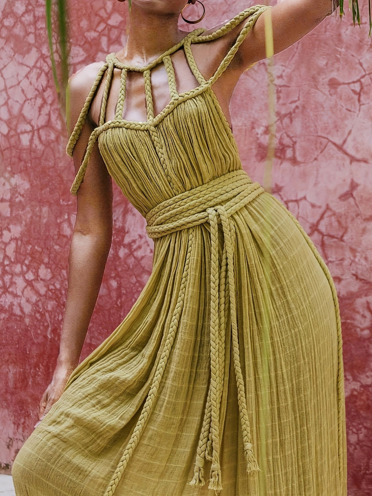 Sexy Hollow-Out Backless Maxi Dress – Off Shoulder Lace-Up Beach Cover-Up for Women Summer Holiday Wear