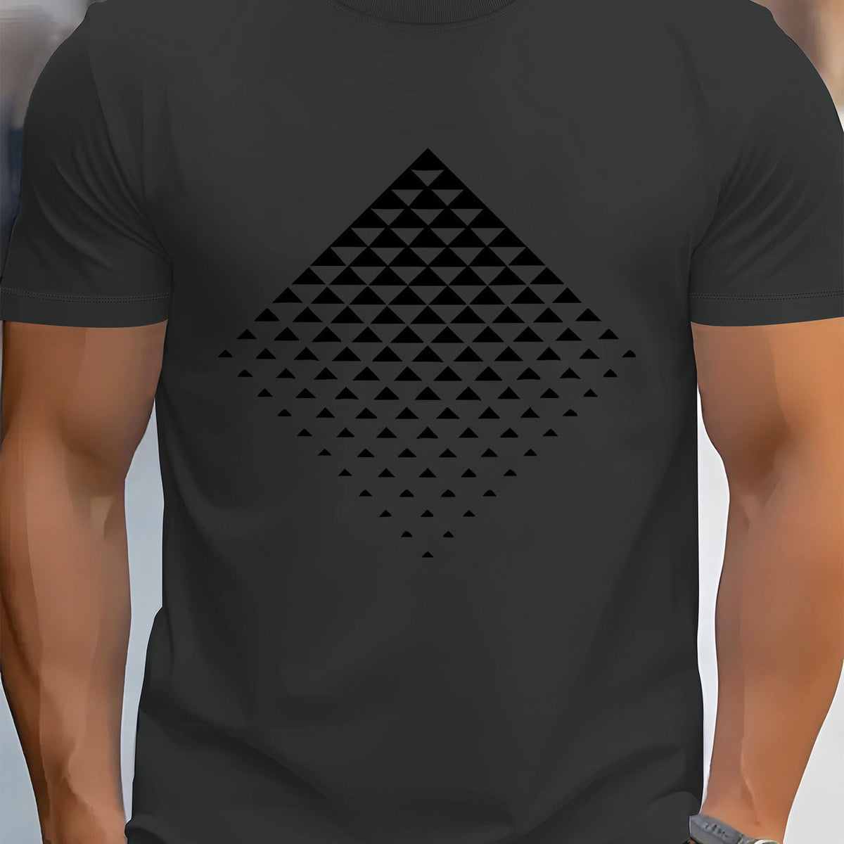 Men’s Black Mosaic Sports T-Shirt – Breathable Short Sleeve Tee for Comfortable Summer Fitness and Casual Wear