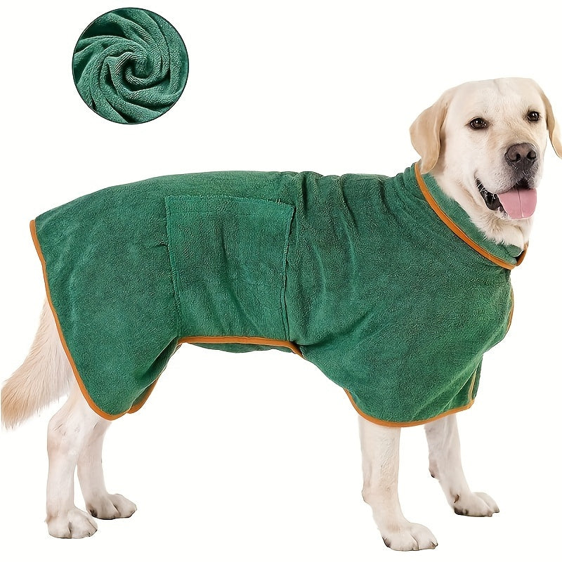Soft Absorbent Dog Bathrobe – Quick-Dry Pet Towel Robe for Cozy After-Bath Warmth, Ideal for Small & Large Breeds