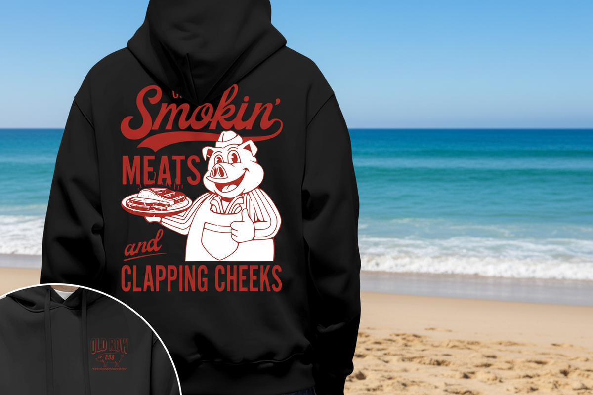 Old Row Smokin’ Meats Graphic Hoodie – Double-Sided Printed Cotton Sweatshirt for Relaxed Fall & Winter Style