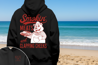 Old Row Smokin’ Meats Graphic Hoodie – Double-Sided Printed Cotton Sweatshirt for Relaxed Fall & Winter Style