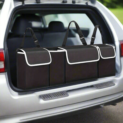 Foldable Waterproof Car Trunk Organizer – Storage Bag with Multi-Compartments for Travel, Road Trips, Shopping or Delivery Use