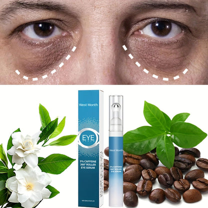 1pc Eye Serum with Caffeine, Hyaluronic Acid & Niacinamide, Hydrating, Moisturizing &Firming Light Beige, The Look Of Dark Circles, Brighten Light Beige, Lifting Eye Light Beige with 360° Massage Roller Ball, for All Light Beige Types