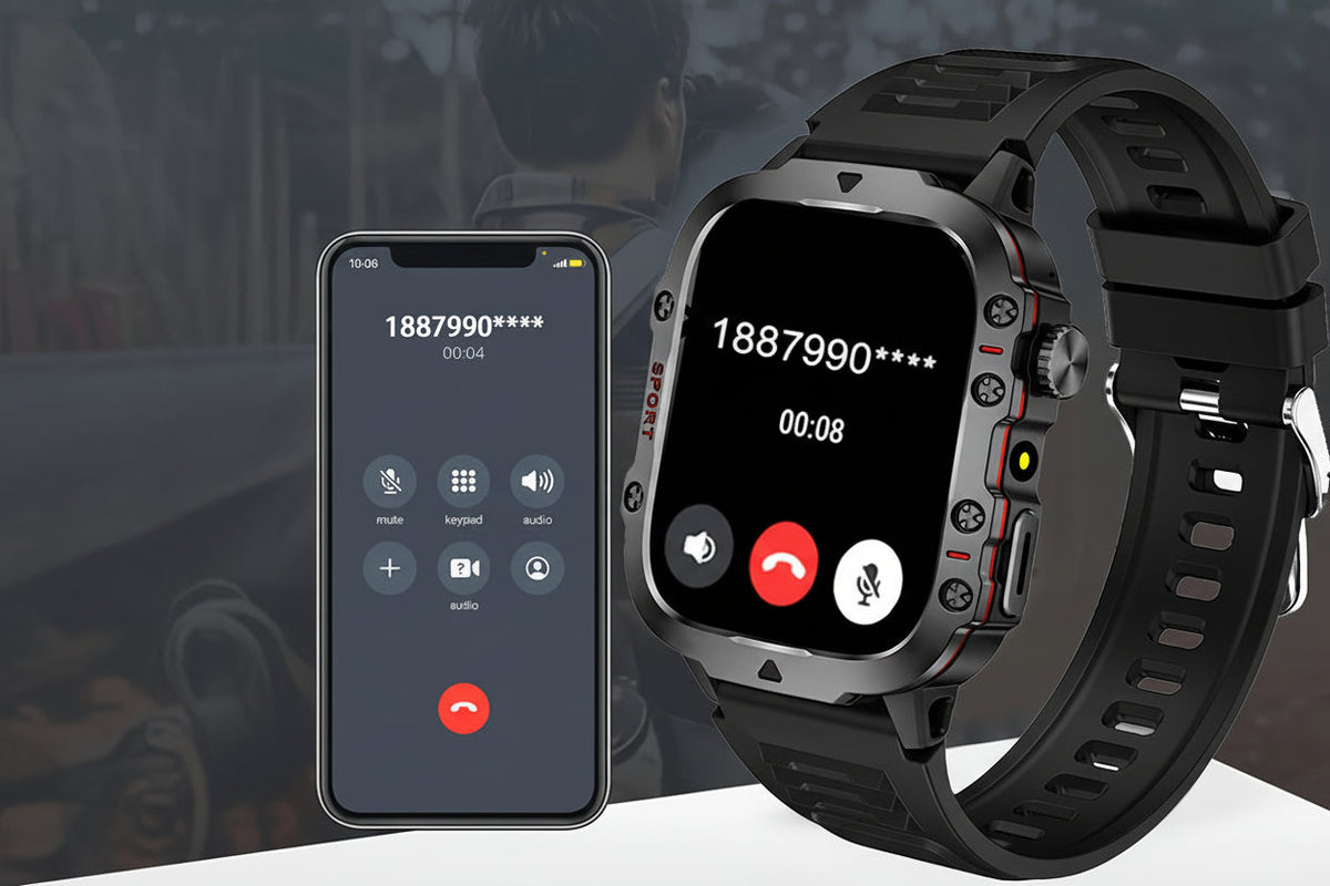 Men’s Outdoor Smart Watch – HD Touchscreen Sports Smartwatch with Wireless Calling, Multi-Sport Modes, USB Charging for Android and iPhone