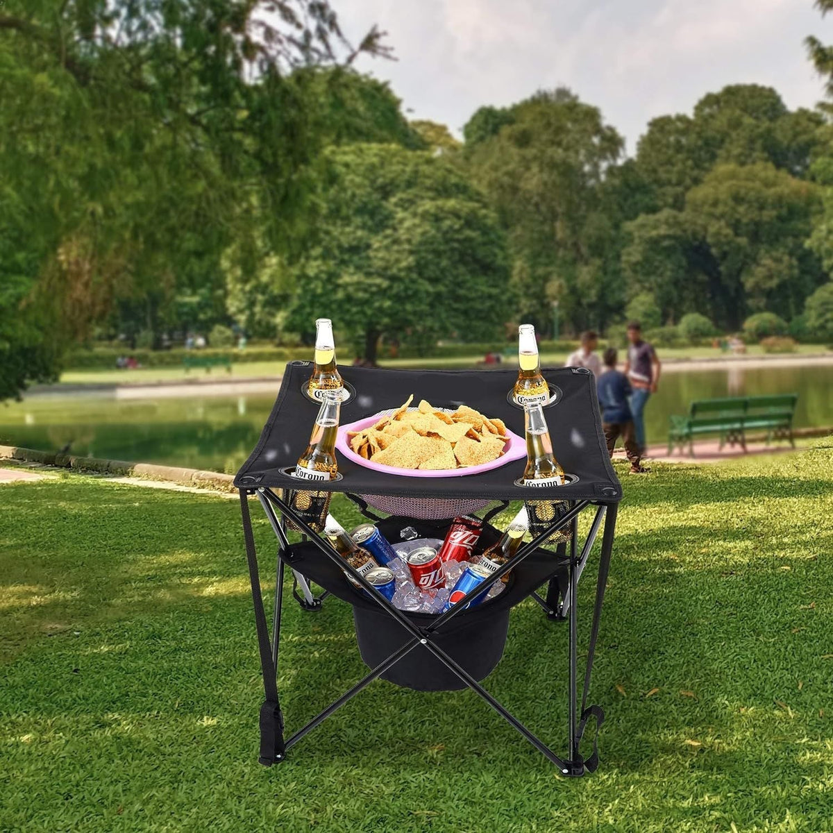 Camping Cooler Table – Heavy-Duty Leakproof Outdoor Cooler with Built-In Tabletop, Portable Design for Camping, Fishing, Picnics, and Long-Lasting Freshness in Every Adventure