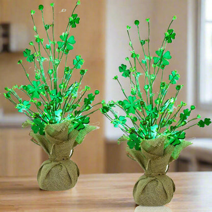 Light-Up St. Patrick’s Day Tabletop Tree – Green Clover Leaves and Fairy Lights for Charming Irish Holiday Home Decor