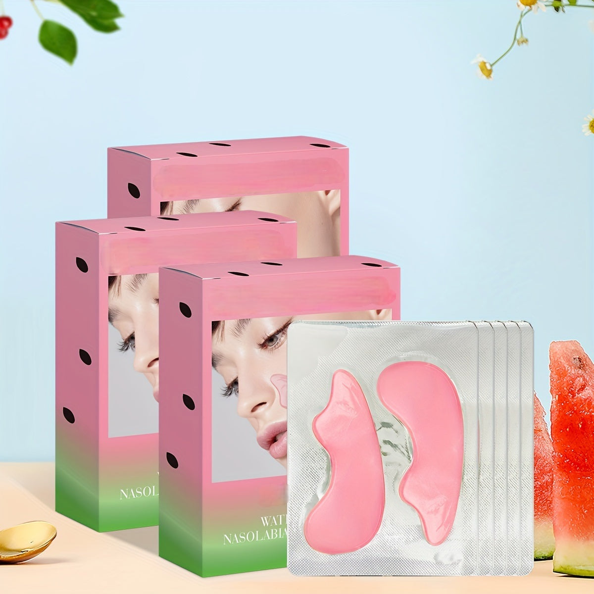Watermelon Collagen Smile Line Patches – Infused with Niacinamide and Caffeine, Targeted Wrinkle-Reducing Mask for Youthful, Plump Skin