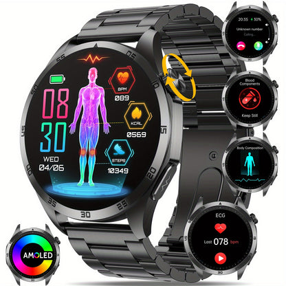 AMOLED Smartwatch – Multi-Sport Fitness Tracker with SOS, Voice Assistant & Long Battery for Android & iOS