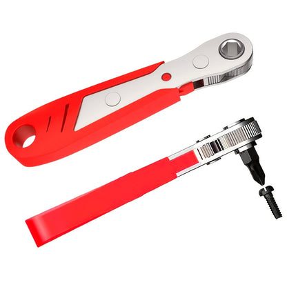 Mini Ratchet Screwdriver – 1/4-Inch 90° Offset Drive Handle with Hex Bits, Chrome Vanadium Steel Construction