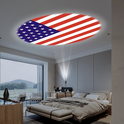 USB Plug-In American Flag Projector Night Light – Rotatable Patriotic Light for Wall, Ceiling, and Event Decorations